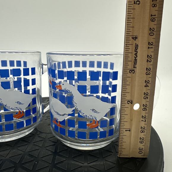 2 Vintage Carlton Luminarc Goose Duck Mug Cup Blue Clear Glass 1982 . - Picture 4 of 5